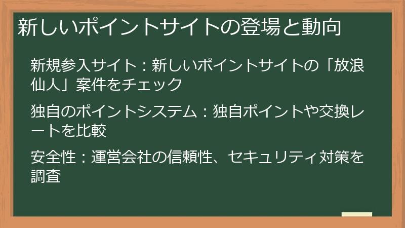 新しいポイントサイトの登場と動向