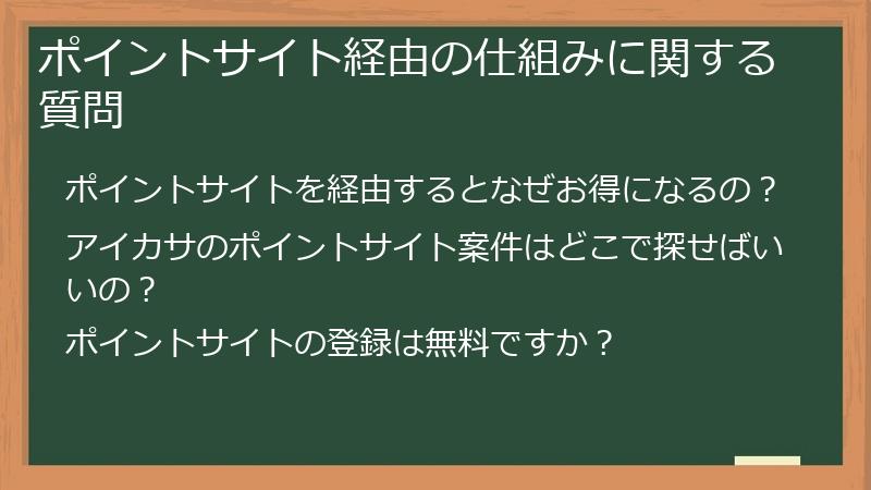 ポイントサイト経由の仕組みに関する質問