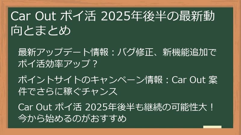 Car Out ポイ活 2025年後半の最新動向とまとめ