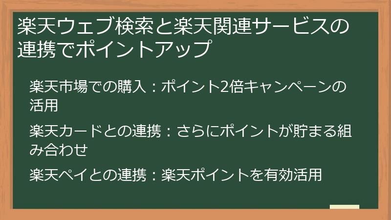 楽天ウェブ検索と楽天関連サービスの連携でポイントアップ