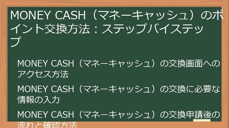 MONEY CASH（マネーキャッシュ）のポイント交換方法：ステップバイステップ