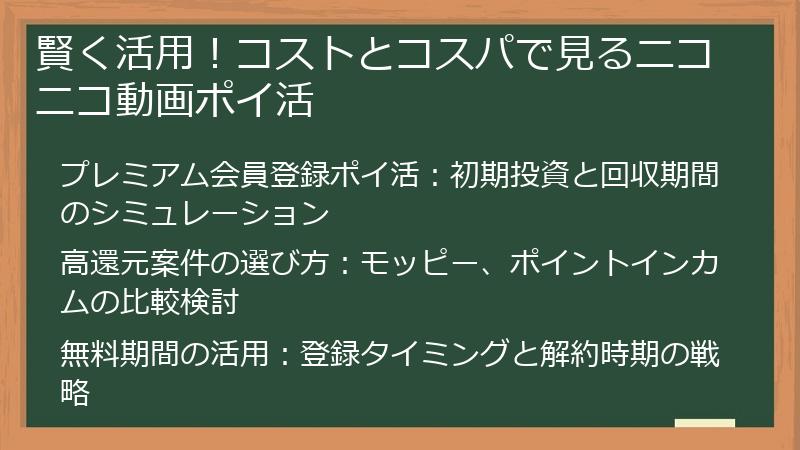 賢く活用!コストとコスパで見るニコニコ動画ポイ活