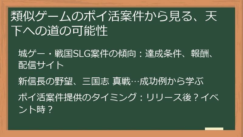 類似ゲームのポイ活案件から見る、天下への道の可能性
