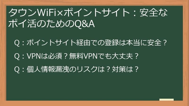 タウンWiFi×ポイントサイト：安全なポイ活のためのQ&A