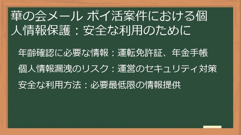 華の会メール ポイ活案件における個人情報保護：安全な利用のために