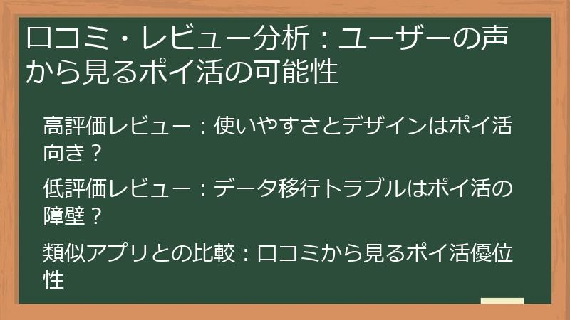 口コミ・レビュー分析：ユーザーの声から見るポイ活の可能性