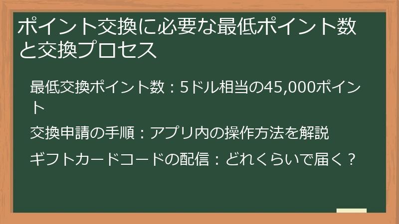 ポイント交換に必要な最低ポイント数と交換プロセス