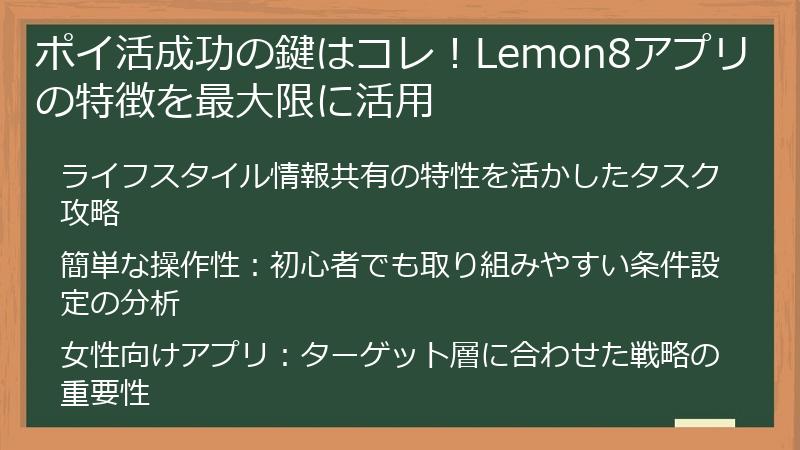 ポイ活成功の鍵はコレ！Lemon8アプリの特徴を最大限に活用