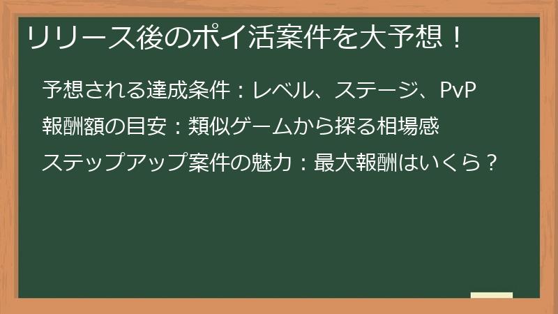 リリース後のポイ活案件を大予想！