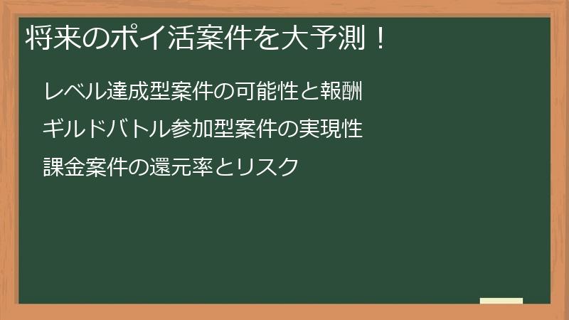 将来のポイ活案件を大予測！
