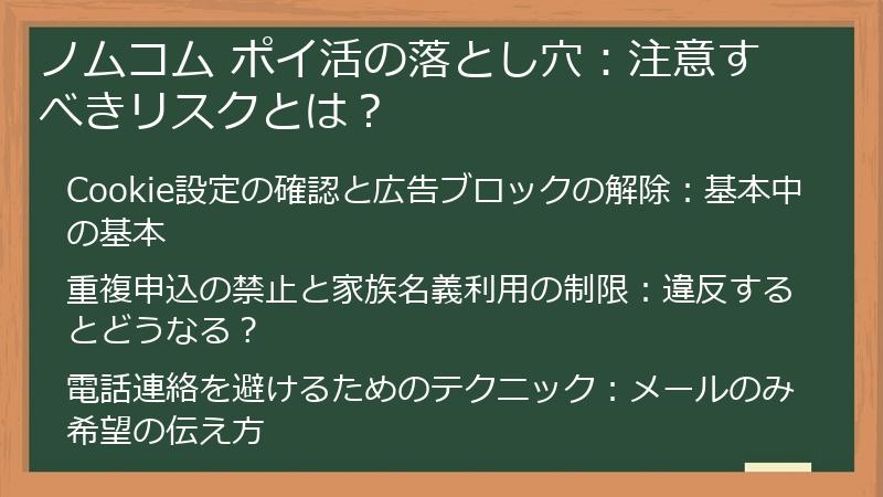 ノムコム ポイ活の落とし穴：注意すべきリスクとは？