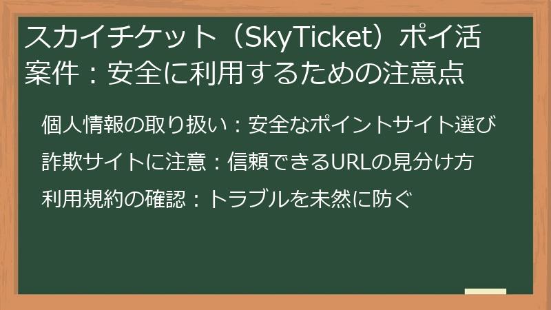 スカイチケット(SkyTicket)ポイ活案件:安全に利用するための注意点