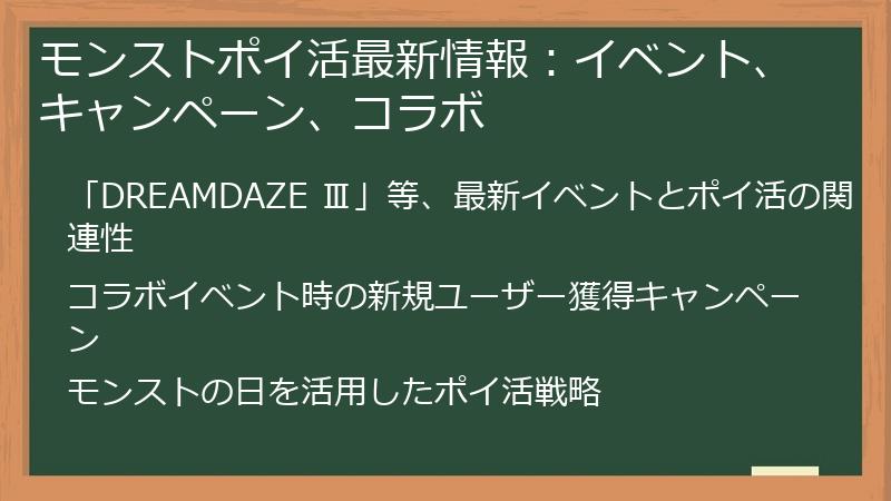 モンストポイ活最新情報：イベント、キャンペーン、コラボ