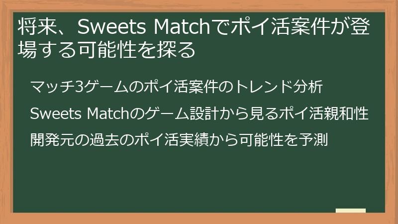 将来、Sweets Matchでポイ活案件が登場する可能性を探る