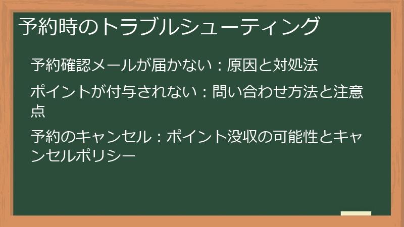 予約時のトラブルシューティング