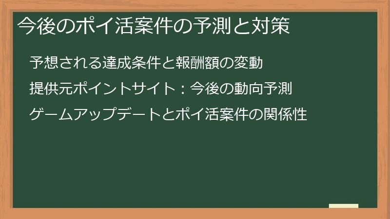 今後のポイ活案件の予測と対策