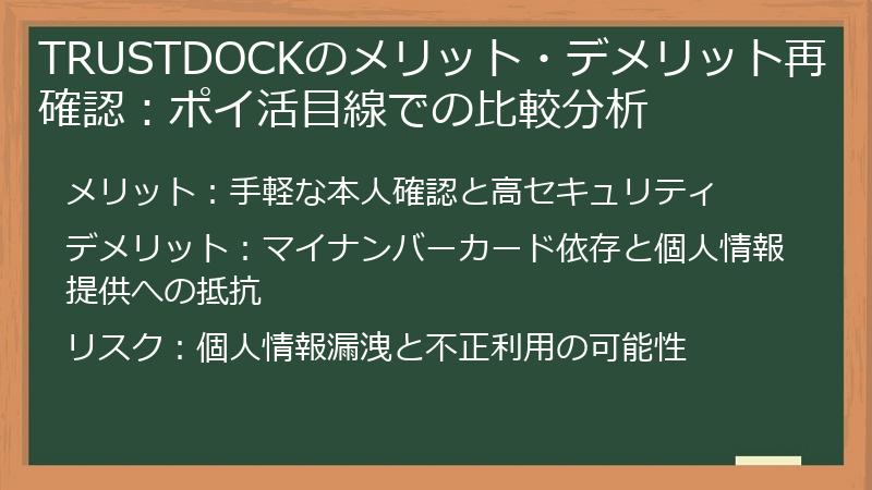 TRUSTDOCKのメリット・デメリット再確認：ポイ活目線での比較分析