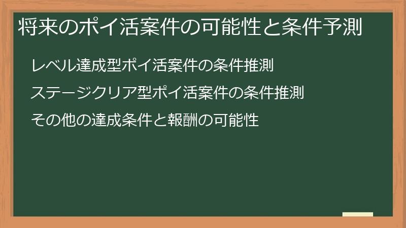 将来のポイ活案件の可能性と条件予測