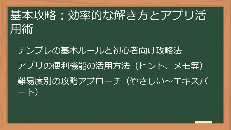基本攻略：効率的な解き方とアプリ活用術