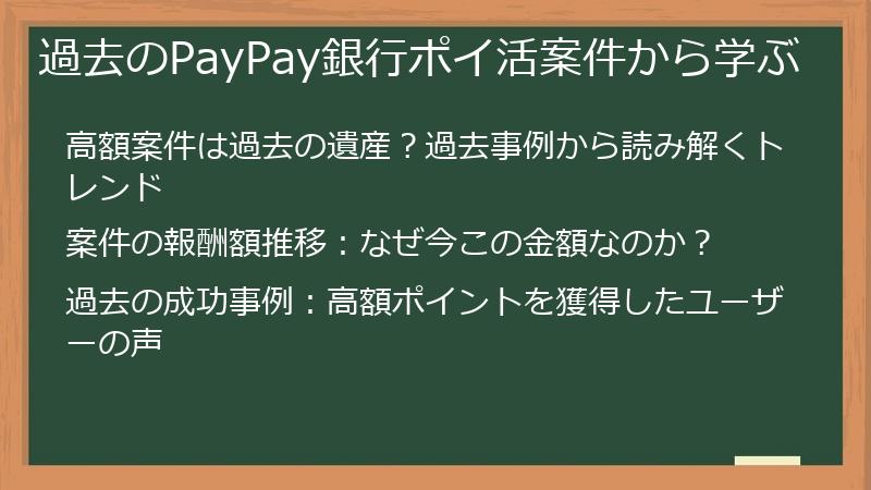 過去のPayPay銀行ポイ活案件から学ぶ