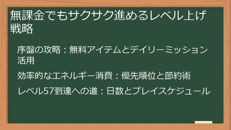 無課金でもサクサク進めるレベル上げ戦略