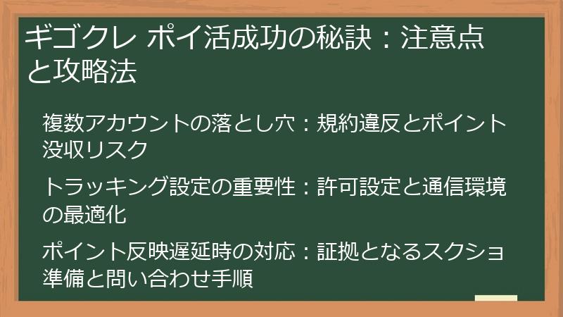 ギゴクレ ポイ活成功の秘訣：注意点と攻略法