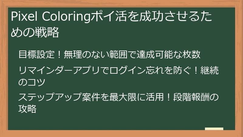 Pixel Coloringポイ活を成功させるための戦略