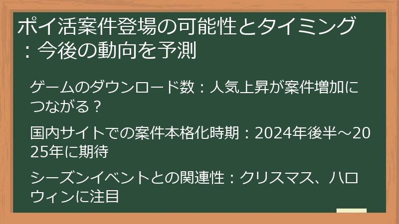 ポイ活案件登場の可能性とタイミング:今後の動向を予測