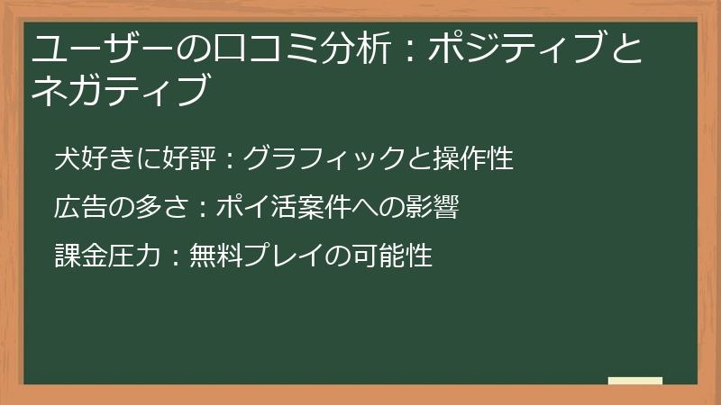 ユーザーの口コミ分析：ポジティブとネガティブ