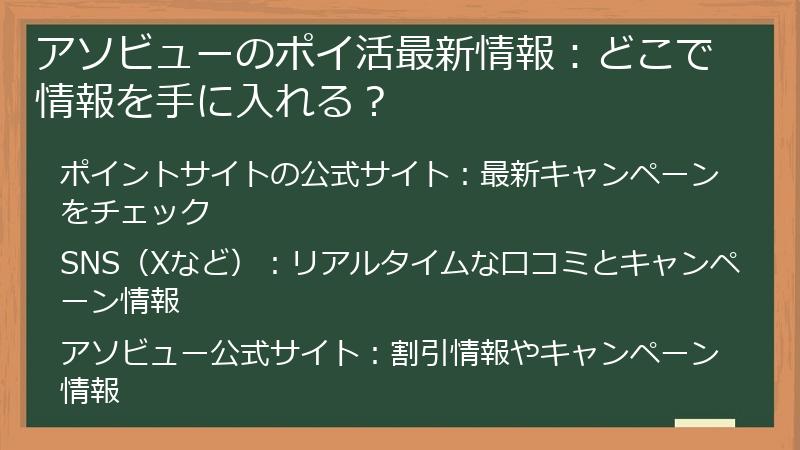 アソビューのポイ活最新情報:どこで情報を手に入れる?