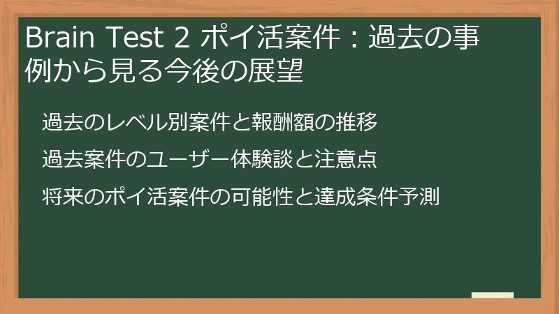 Brain Test 2 ポイ活案件：過去の事例から見る今後の展望