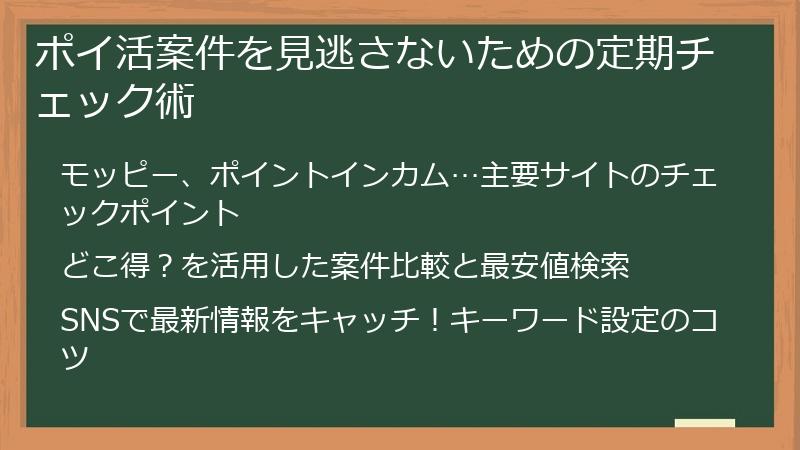 ポイ活案件を見逃さないための定期チェック術