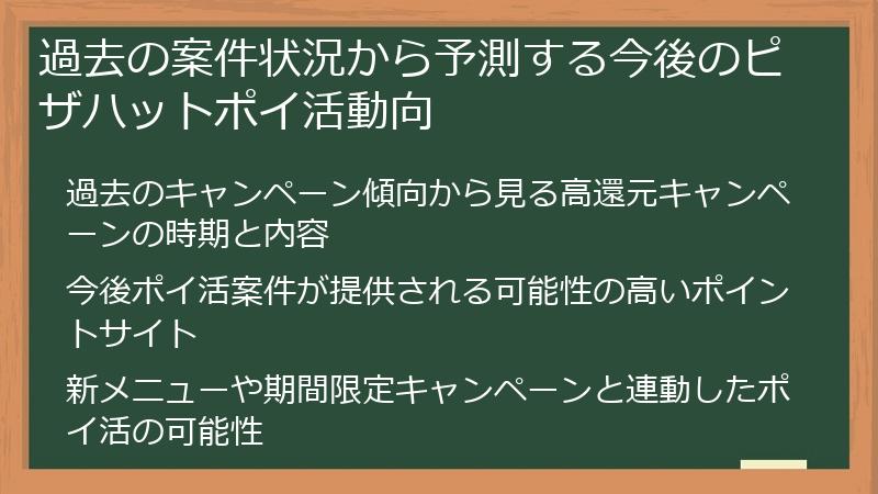 過去の案件状況から予測する今後のピザハットポイ活動向