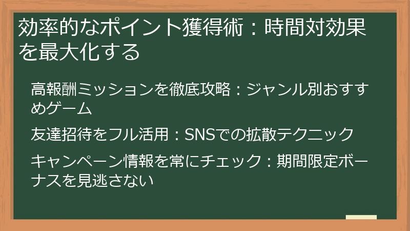 効率的なポイント獲得術：時間対効果を最大化する