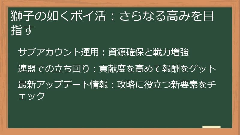 獅子の如くポイ活:さらなる高みを目指す