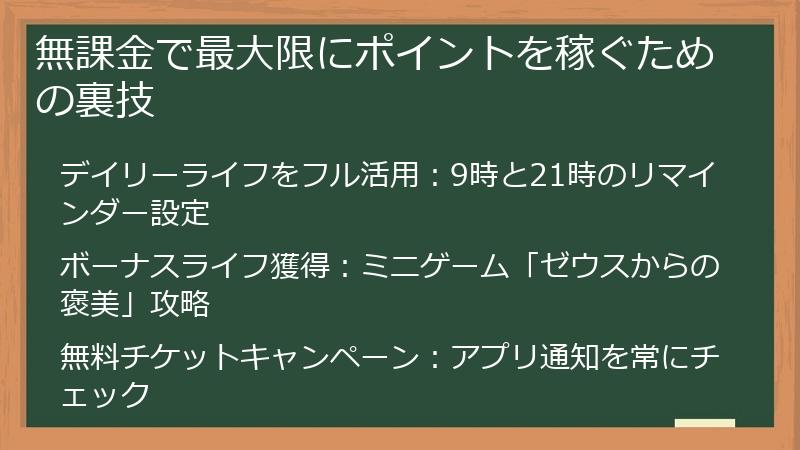 無課金で最大限にポイントを稼ぐための裏技