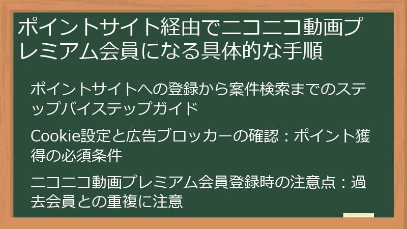 ポイントサイト経由でニコニコ動画プレミアム会員になる具体的な手順