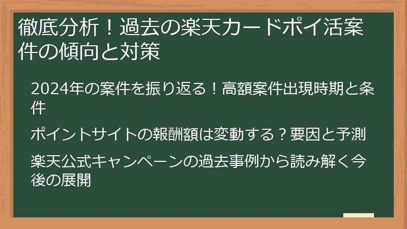 徹底分析！過去の楽天カードポイ活案件の傾向と対策