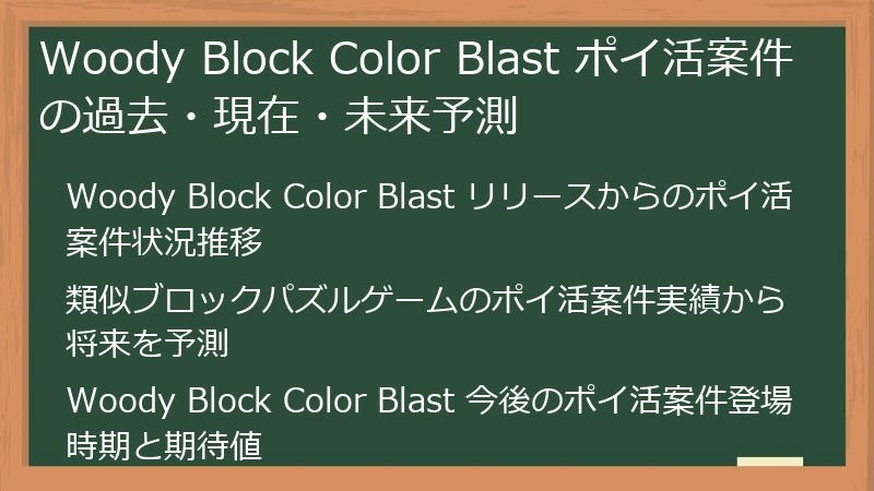Woody Block Color Blast ポイ活案件の過去・現在・未来予測