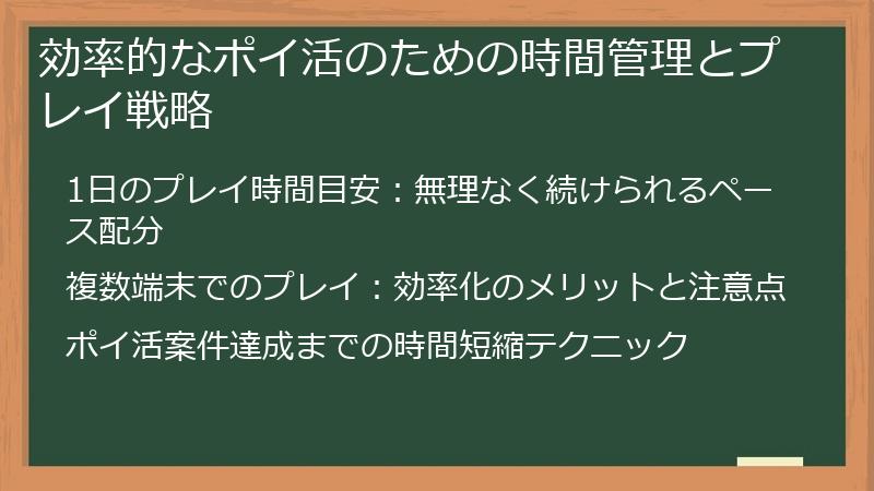 効率的なポイ活のための時間管理とプレイ戦略