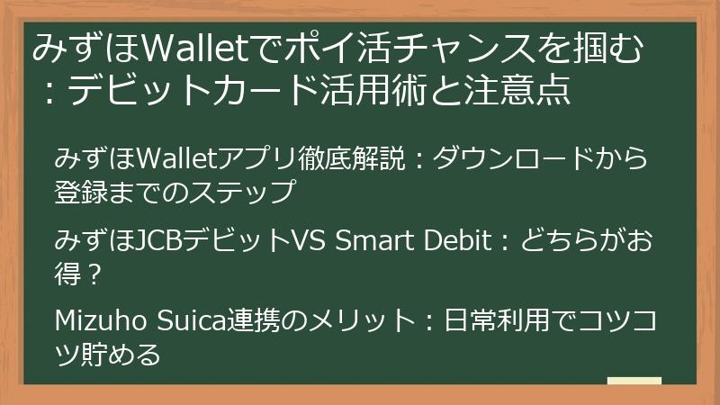みずほWalletでポイ活チャンスを掴む：デビットカード活用術と注意点