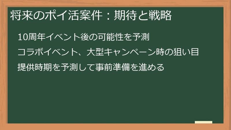 将来のポイ活案件：期待と戦略