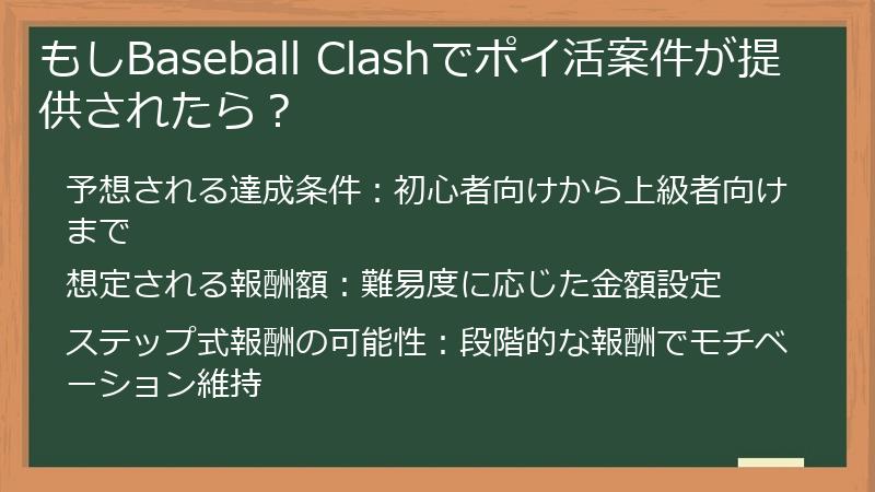 もしBaseball Clashでポイ活案件が提供されたら？