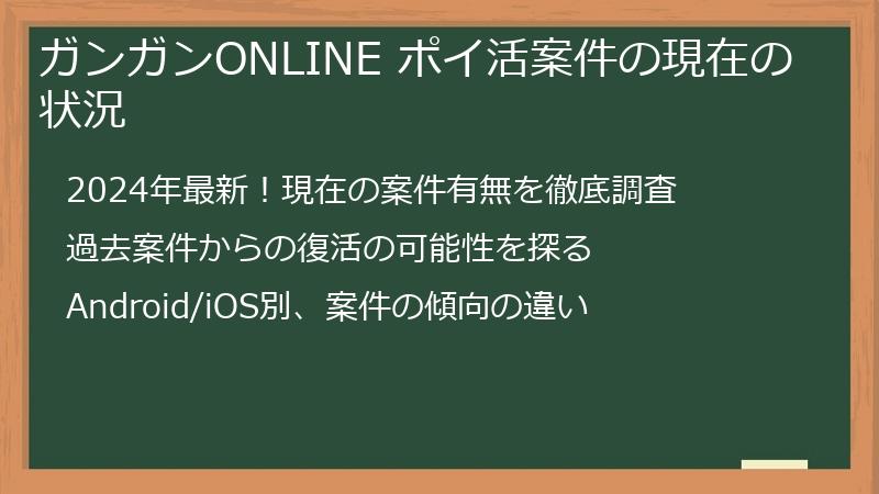 ガンガンONLINE ポイ活案件の現在の状況