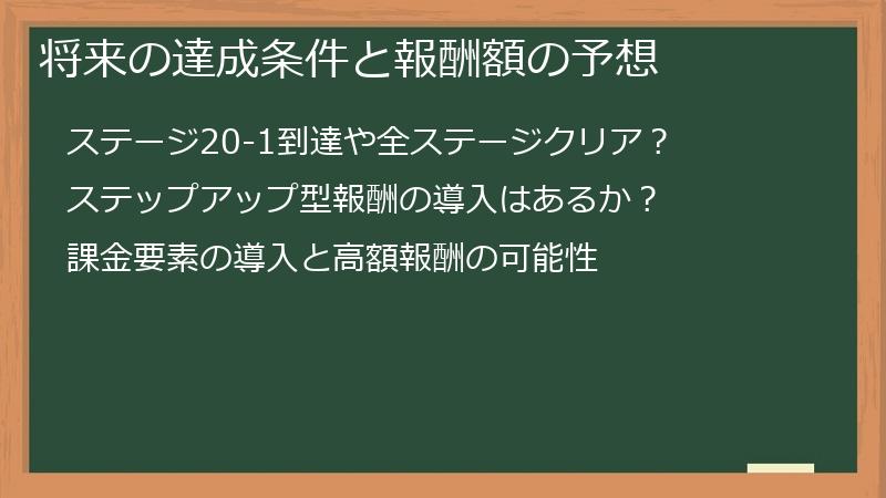 将来の達成条件と報酬額の予想