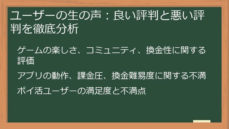 ユーザーの生の声:良い評判と悪い評判を徹底分析