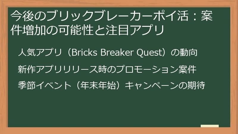今後のブリックブレーカーポイ活：案件増加の可能性と注目アプリ