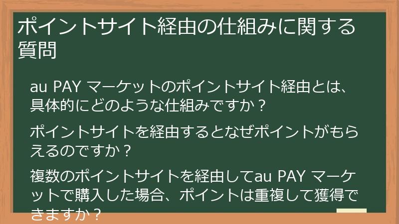 ポイントサイト経由の仕組みに関する質問