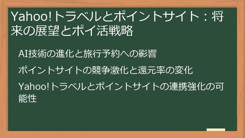 Yahoo!トラベルとポイントサイト:将来の展望とポイ活戦略