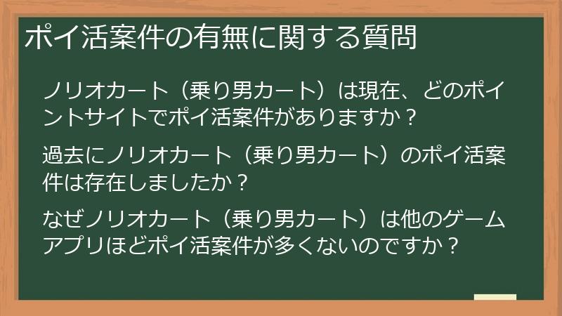 ポイ活案件の有無に関する質問